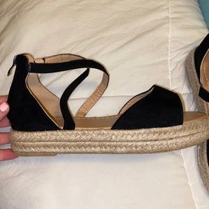 black platform sandals